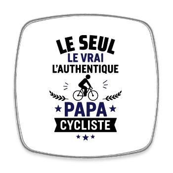 Papa cycliste authentique Fête des pères vélo - Magnet carré - blanc - Devant