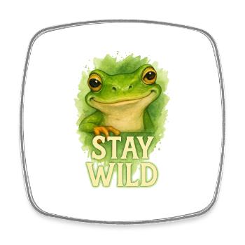 Stay Wild – Lustiges Aquarell-Frosch Motiv - Viereckiger Kühlschrankmagnet - Weiß - Vorne