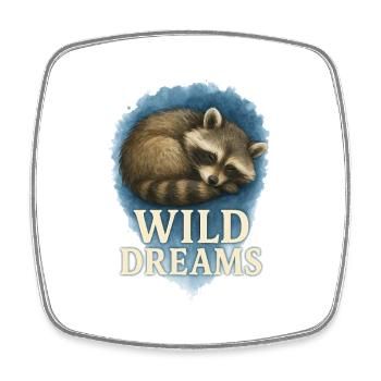 Wild Dreams - Aquarelle de raton laveur endormi - Magnet carré - blanc - Devant