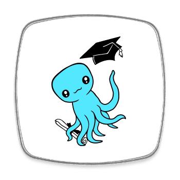 Octopus High School Graduation Passed College - Square fridge magnet - white - Front