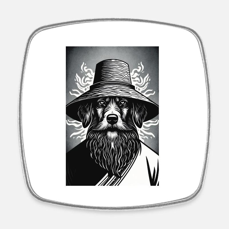 The Watchful Hound - Square fridge magnet - white