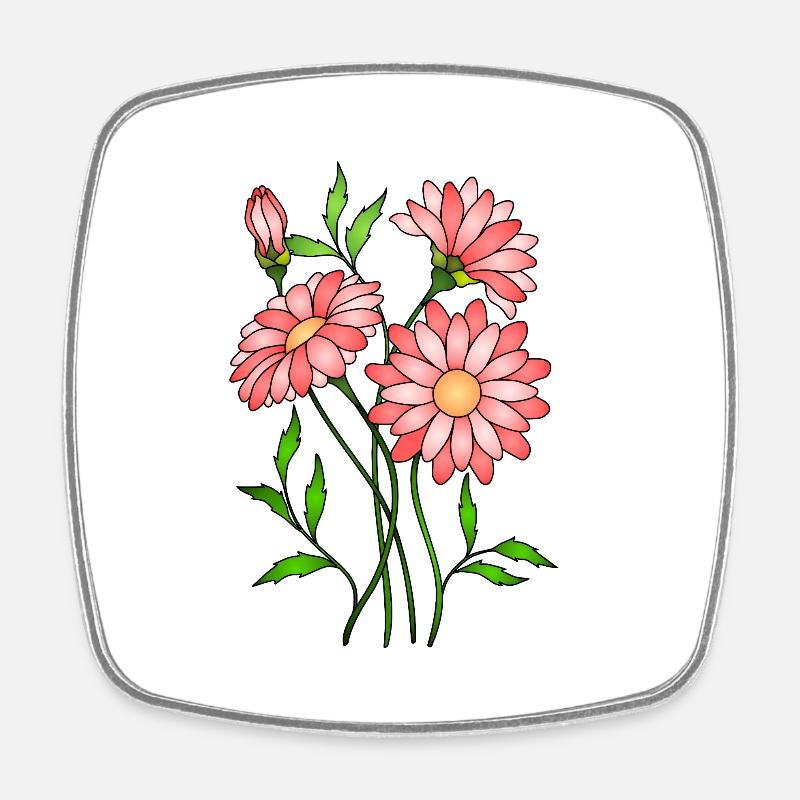 Fleur - Magnet carré - blanc