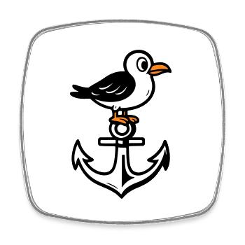 Seagull Anchor Comic - Square fridge magnet - white - Front