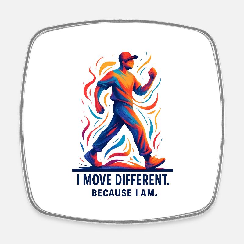 0014 move different male - Square fridge magnet - white