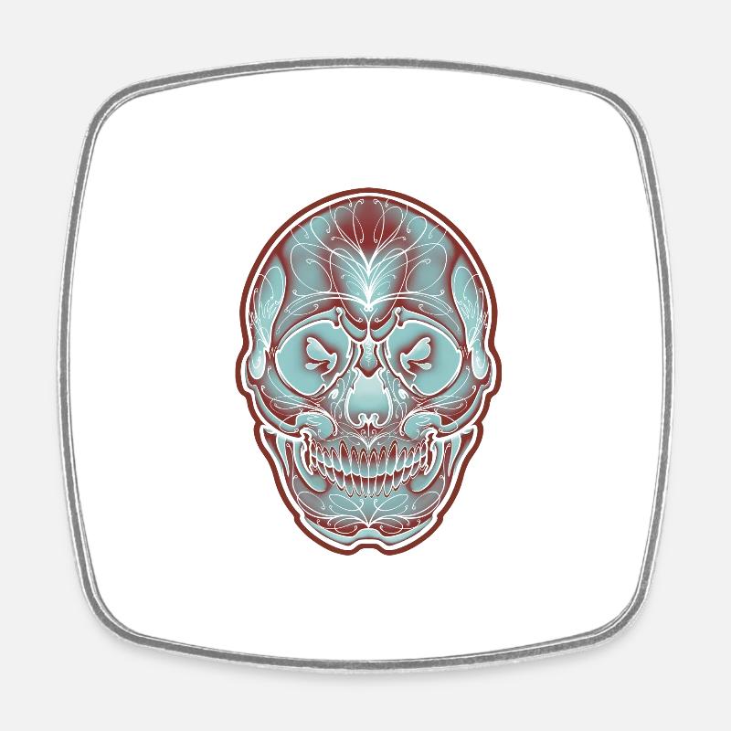 Colored skull by Owan - Magnet carré - blanc