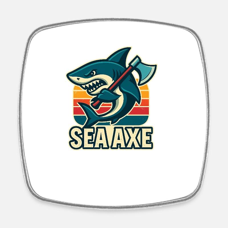 conception de hache de mer de requin - Magnet carré - blanc