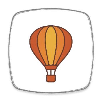 Rise & Float – Retro Hot Air Escape - Viereckiger Kühlschrankmagnet - Weiß - Vorne