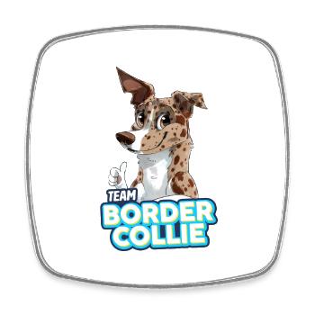 TEAM Border Collie Short Pile - Merle Red - Square fridge magnet - white - Front