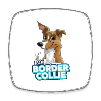TEAM Border Collie Kurzflor - Sand - Viereckiger Kühlschrankmagnet - Weiß - Vorne