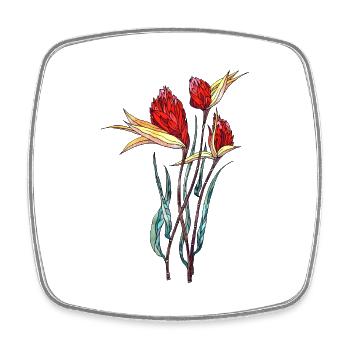 Blumen - Viereckiger Kühlschrankmagnet - Weiß - Vorne