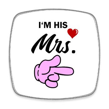 At His MRS - Square fridge magnet - white - Front