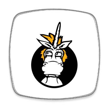 Unicorn Silly Funny Funny Funny Hole Cartoon - Square fridge magnet - white - Front