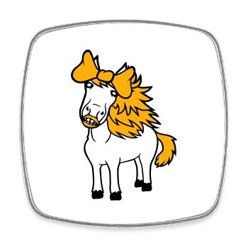 cheval mignon poney fille femelle fille cheval fille - Magnet carré - blanc - Devant