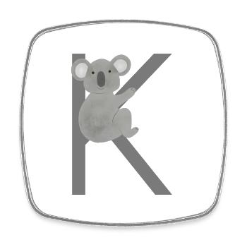 K - KOALA - ABC, Alphabet, Buchstabe, Tier, Name - Viereckiger Kühlschrankmagnet - Weiß - Vorne