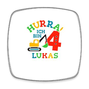 Name Lukas 4. Geburtstag Personalisiert - Viereckiger Kühlschrankmagnet - Weiß - Vorne
