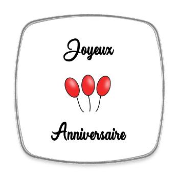 HAPPY BIRTHDAY. HAPPY BIRTHDAY. ANNIVERSARY. - Square fridge magnet - white - Front