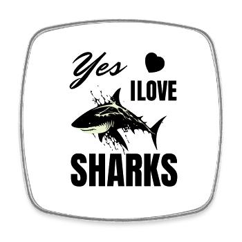 I Love Sharks - Funny Shark Motif for Shark Fans - Square fridge magnet - white - Front