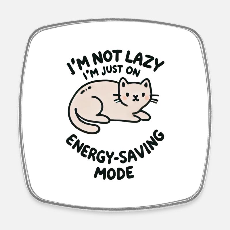 Lazy Cat - Square fridge magnet - white