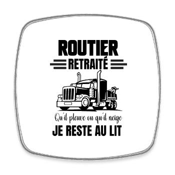 routier retraité - Magnet carré - blanc - Devant