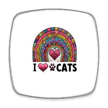 Cats Love Rainbow Paws Cat Mom Pet - Square fridge magnet - white - Front