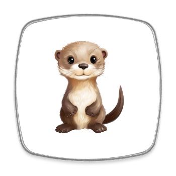 Kleiner süßer Otter lächelt - für Babys und Kinder - Viereckiger Kühlschrankmagnet - Weiß - Vorne