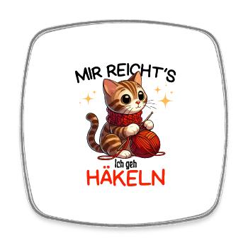 I've Had Enough Cat Cats Crochet Handmade Wool - Square fridge magnet - white - Front