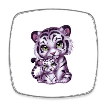 Weißer Tiger mit Tiger Mutter - Viereckiger Kühlschrankmagnet - Weiß - Vorne
