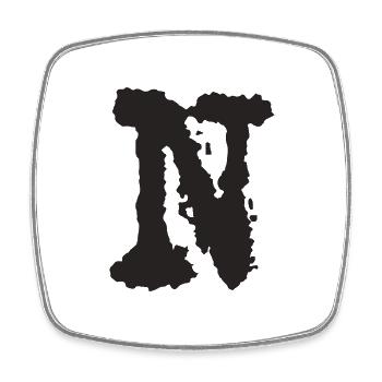 N - Square fridge magnet - white - Front