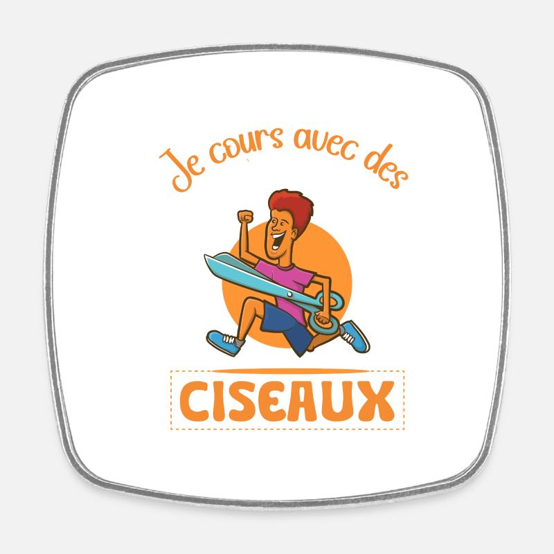 je cours avec des ciseaux - Magnet carré - blanc