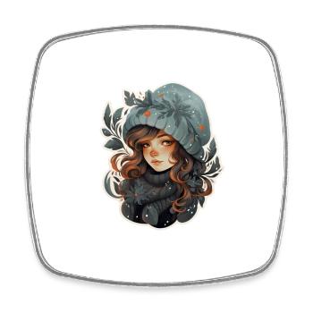 Fille d’hiver - Magnet carré - blanc - Devant