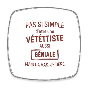 vététtiste GÉNIALE rouge brunâtre foncé - Magnet carré - blanc - Devant