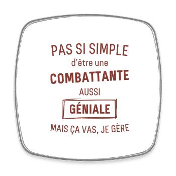 AWESOME Fighter Dark Brownish Red - Square fridge magnet - white - Front