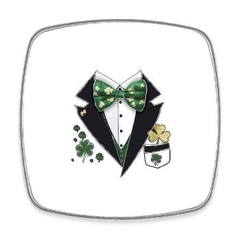 St. Patrick's Day Tuxedo Leprechaun Costume - Square fridge magnet - white - Front