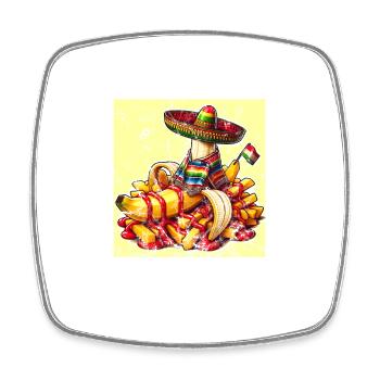 Cinco de Mayo Banane mit Ketchup und Pommes - Viereckiger Kühlschrankmagnet - Weiß - Vorne