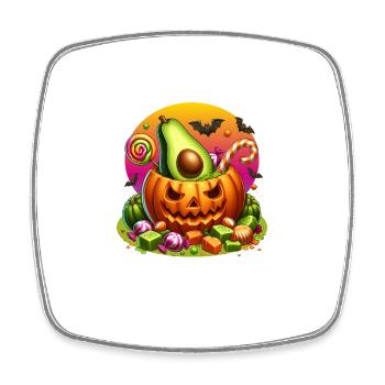 Avocado im Halloween-Kürbis - Viereckiger Kühlschrankmagnet - Weiß - Vorne