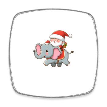 Cute Santa Claus on elephant - Square fridge magnet - white - Front