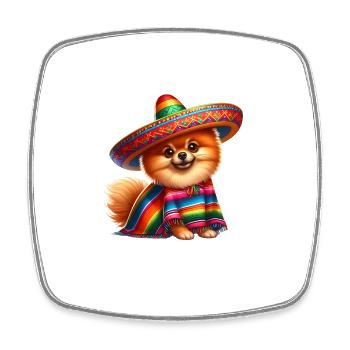 Cinco de Mayo Pomeranian - Square fridge magnet - white - Front