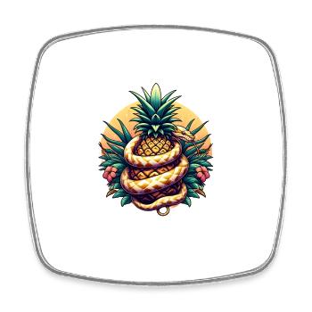 Python um Ananas - Viereckiger Kühlschrankmagnet - Weiß - Vorne