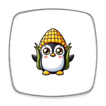 Pingouin en costume de maïs - Magnet carré - blanc - Devant