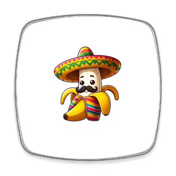 Cinco de Mayo Banane mit Schnurrbart - Viereckiger Kühlschrankmagnet - Weiß - Vorne