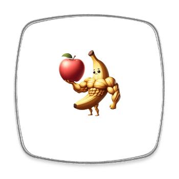 Muscle banana with monster plug - Square fridge magnet - white - Front
