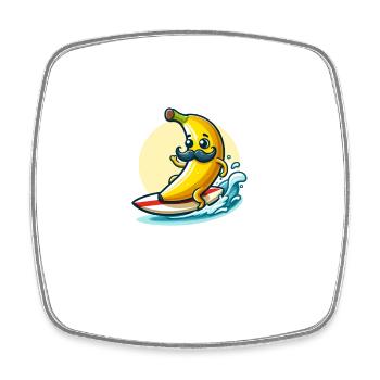 Surfer sur la banane avec moustache - Magnet carré - blanc - Devant
