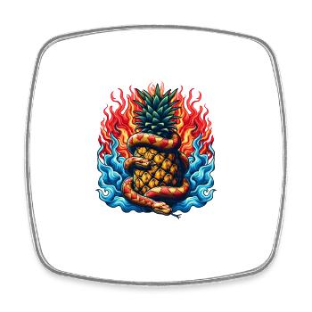 Snake around a pineapple - Square fridge magnet - white - Front