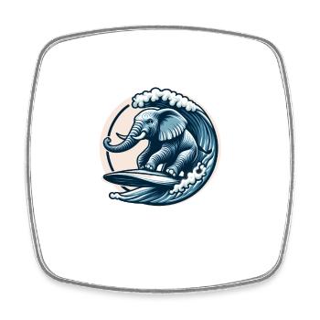 Surfing elephant - Square fridge magnet - white - Front