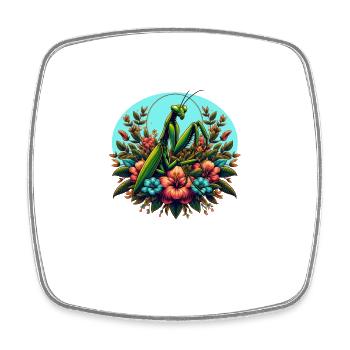 Gottesanbeterin im Blumenmeer - Viereckiger Kühlschrankmagnet - Weiß - Vorne