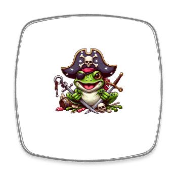 Frosch Pirat - Viereckiger Kühlschrankmagnet - Weiß - Vorne