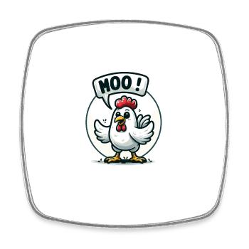 Le poulet fait meugler - Magnet carré - blanc - Devant