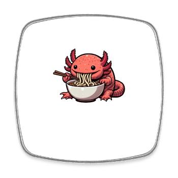Ramen time for the axolotl - Square fridge magnet - white - Front