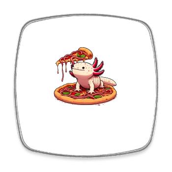 Pizza Party pour Axolotl - Magnet carré - blanc - Devant
