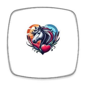 Horse Head Heart Horse Lover - Square fridge magnet - white - Front
